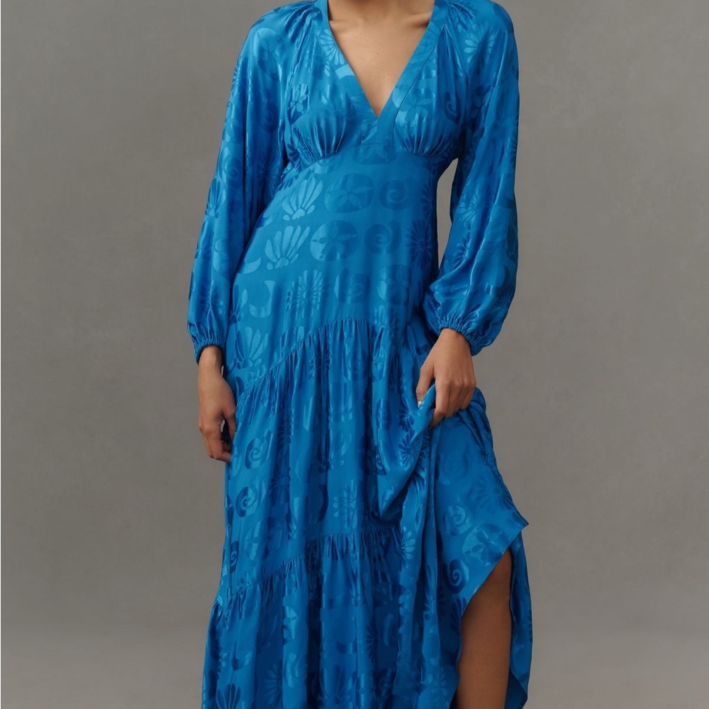 Farm Rio Long Sleeve Jacquard Dress XS